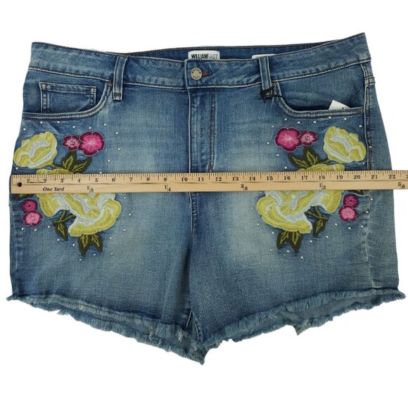 William Rast Floral Embroidered Studded High Rise Denim Shorts Womens 18W NEW - Picture 4 of 16
